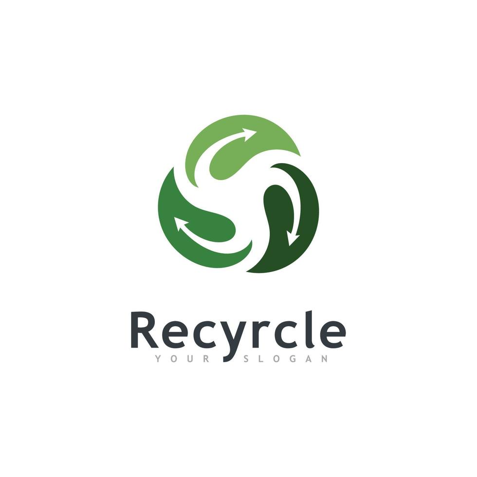 recicle o vetor de ícone do logotipo. símbolo de ilustração de reciclagem, ícone de seta de rotação