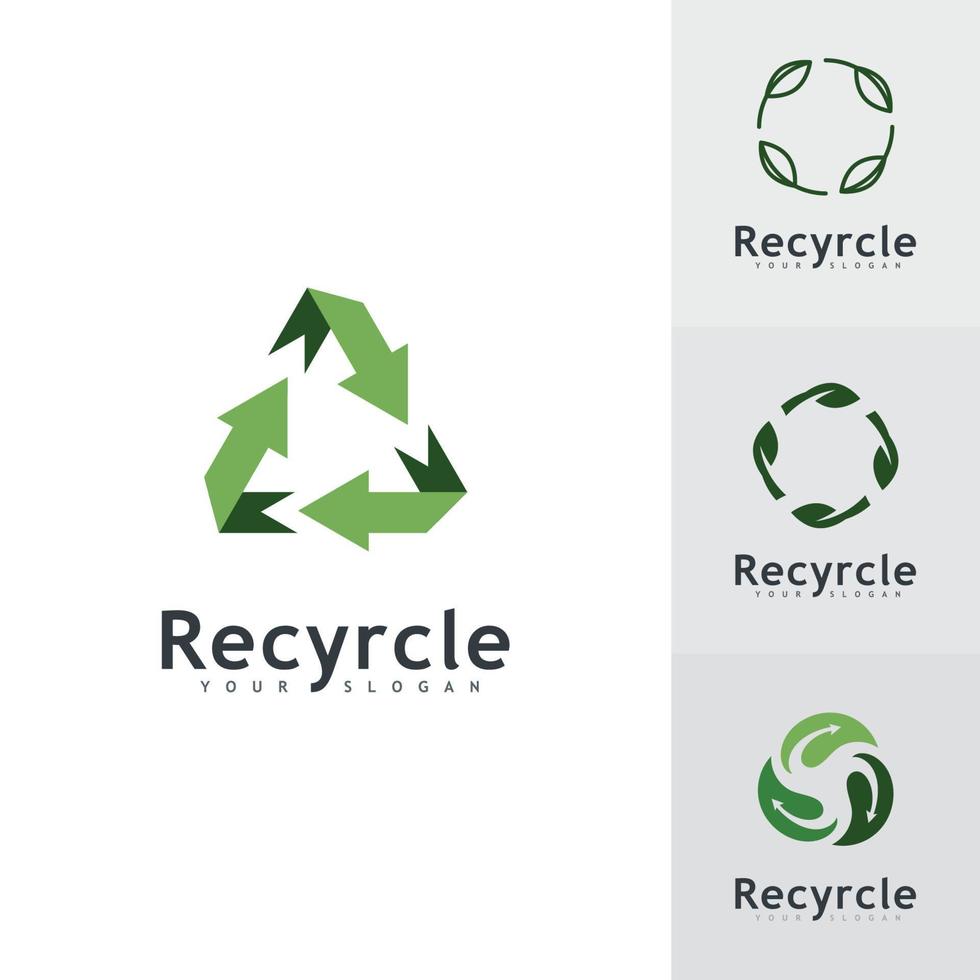 recicle o vetor de ícone do logotipo. símbolo de ilustração de reciclagem, ícone de seta de rotação