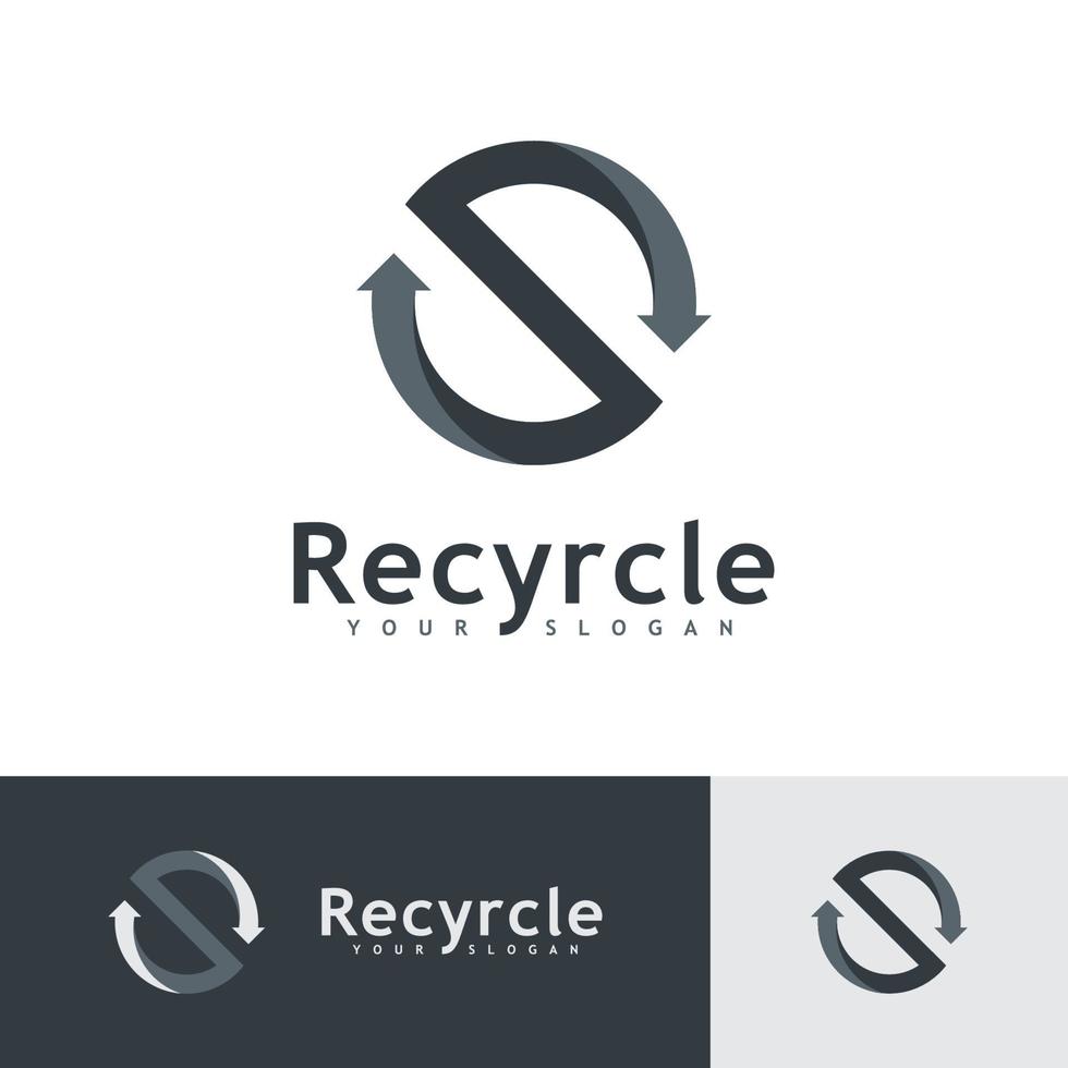 recicle o vetor de ícone do logotipo. símbolo de ilustração de reciclagem, ícone de seta de rotação