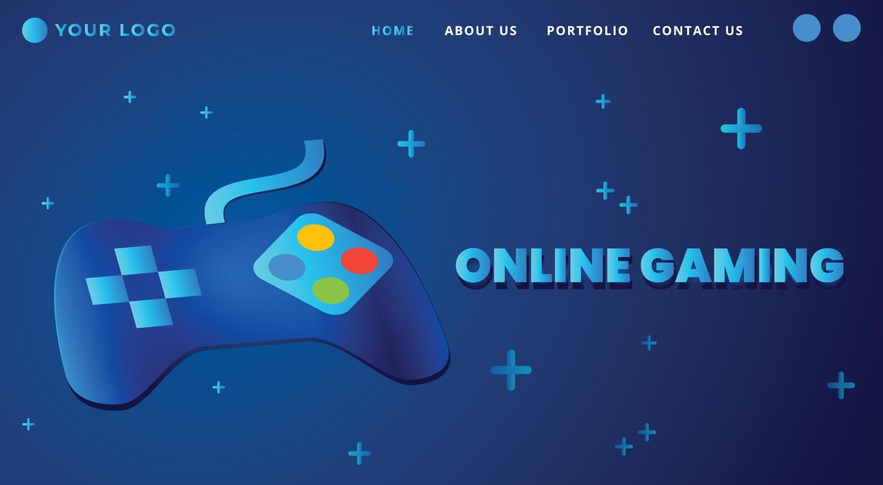 página de destino do site de conceito de jogos on-line com fundo de ilustração vetorial livre de console de jogos vetor