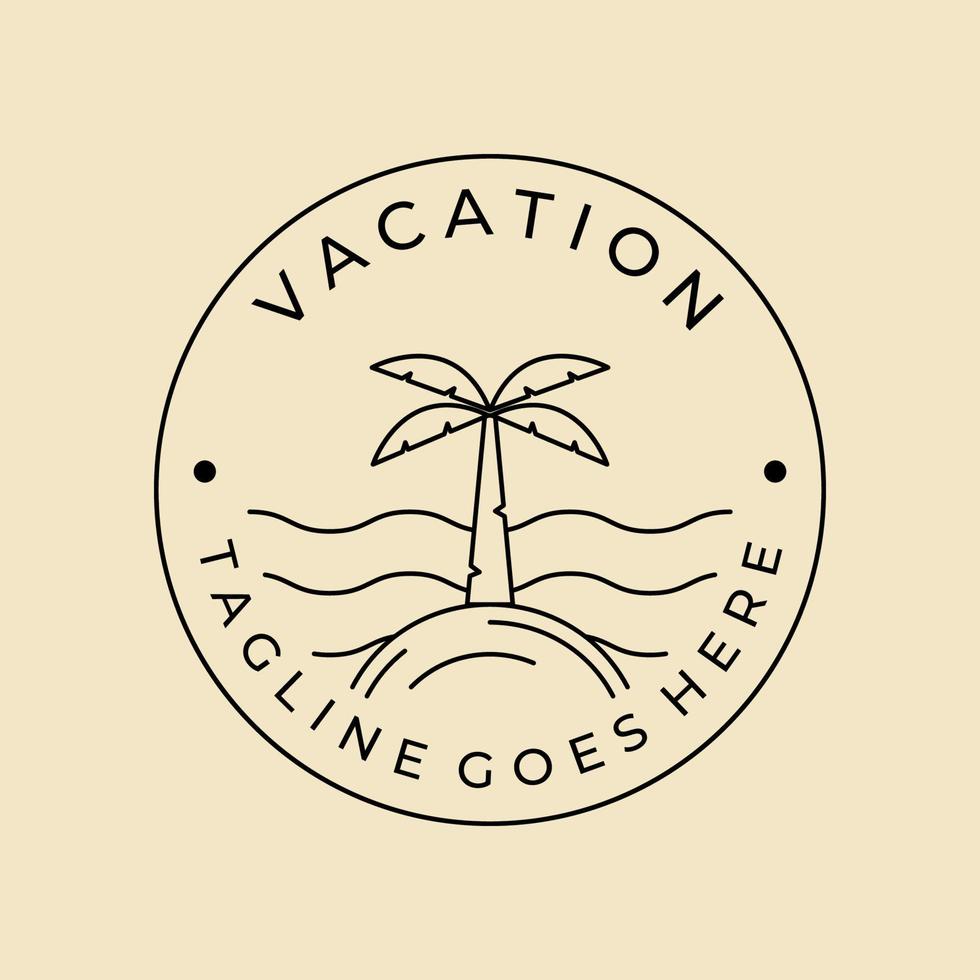 design de vetor de logotipo de arte de linha de palmeira ao ar livre de férias