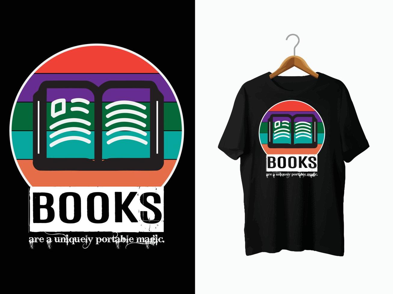 design de camiseta de amante de livros vetor