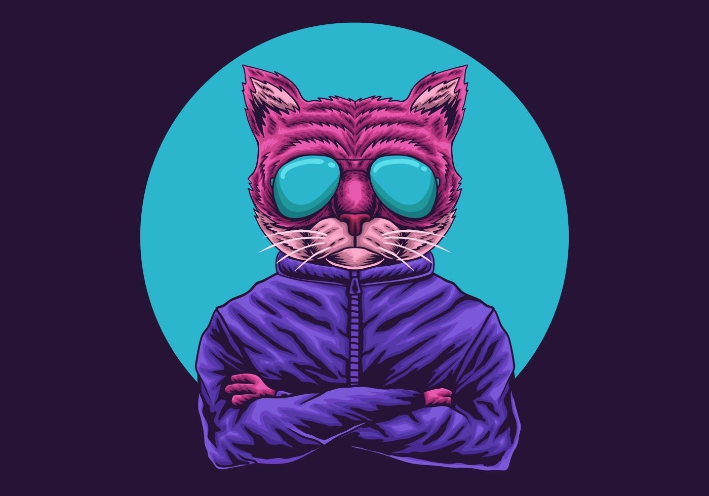 gato com ilustração de óculos vetor