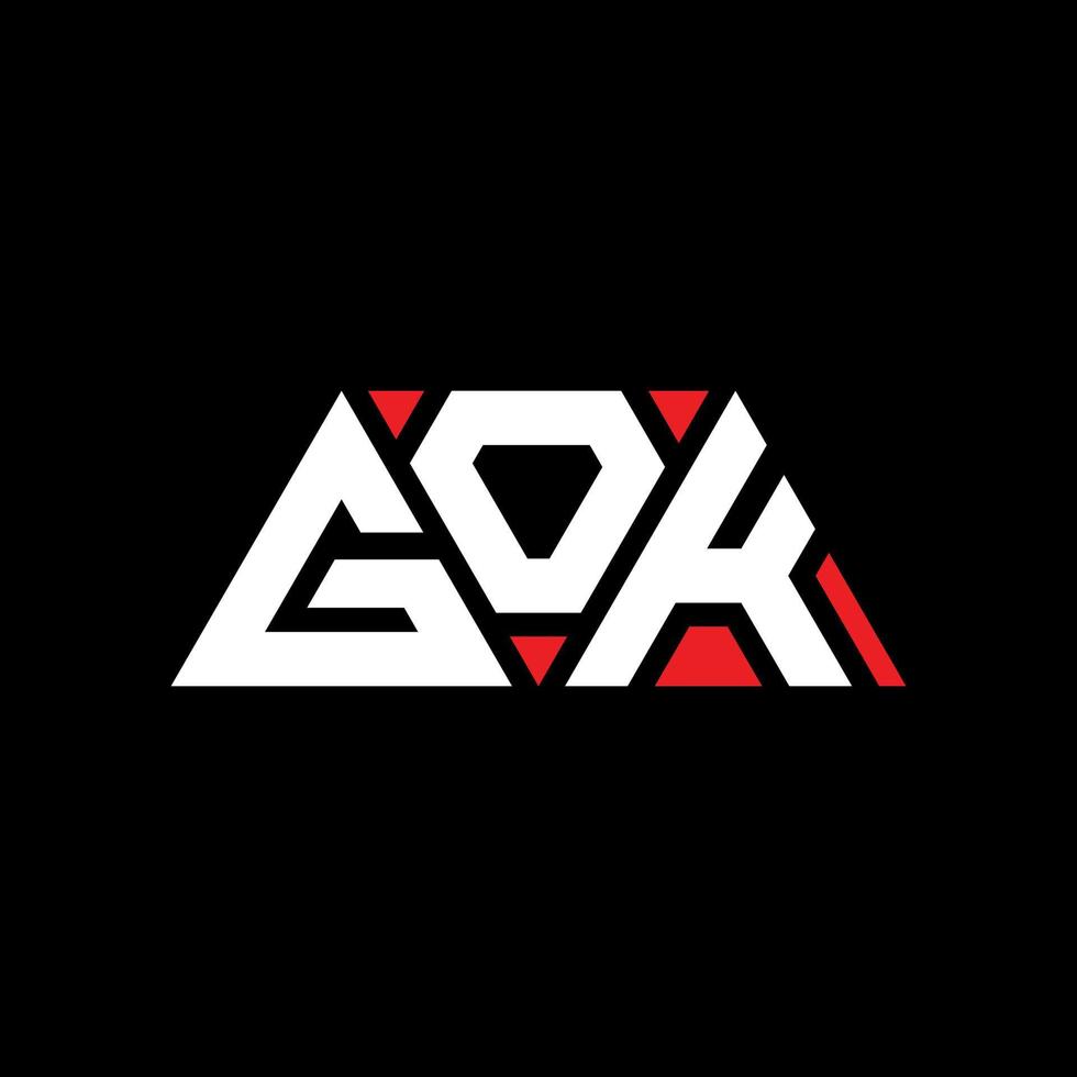 Gok design de logotipo de letra triângulo com forma de triângulo. monograma de design de logotipo de triângulo gok. modelo de logotipo de vetor de triângulo gok com cor vermelha. gok logotipo triangular logotipo simples, elegante e luxuoso. gok