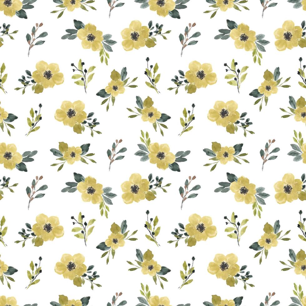 padrão sem emenda de aquarela floral amarelo profundo vetor