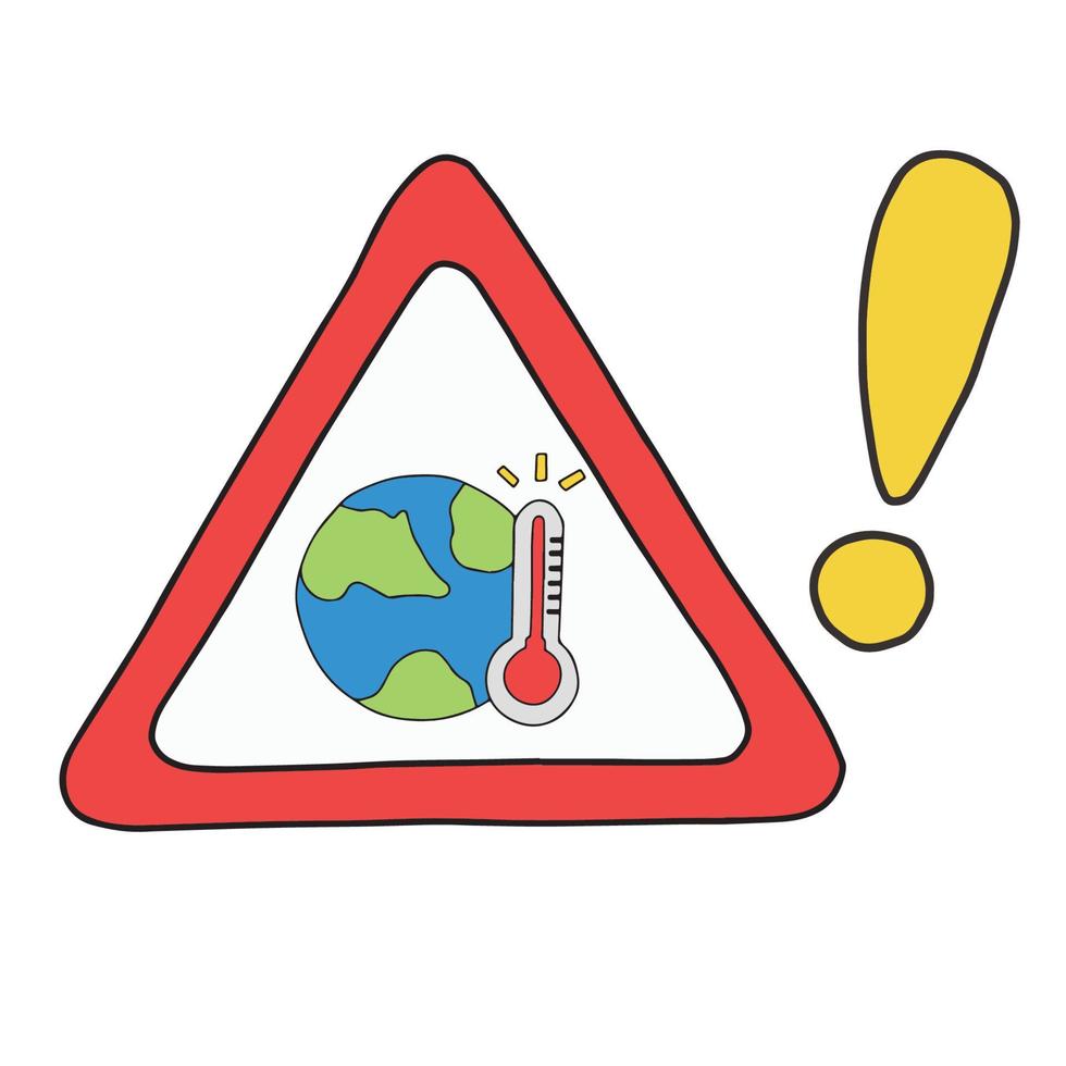 planeta Terra com termômetro, conceito de aquecimento global. ilustração vetorial em design moderno de estilo simples. isolado no fundo branco. conservação de energia e meio ambiente. vetor