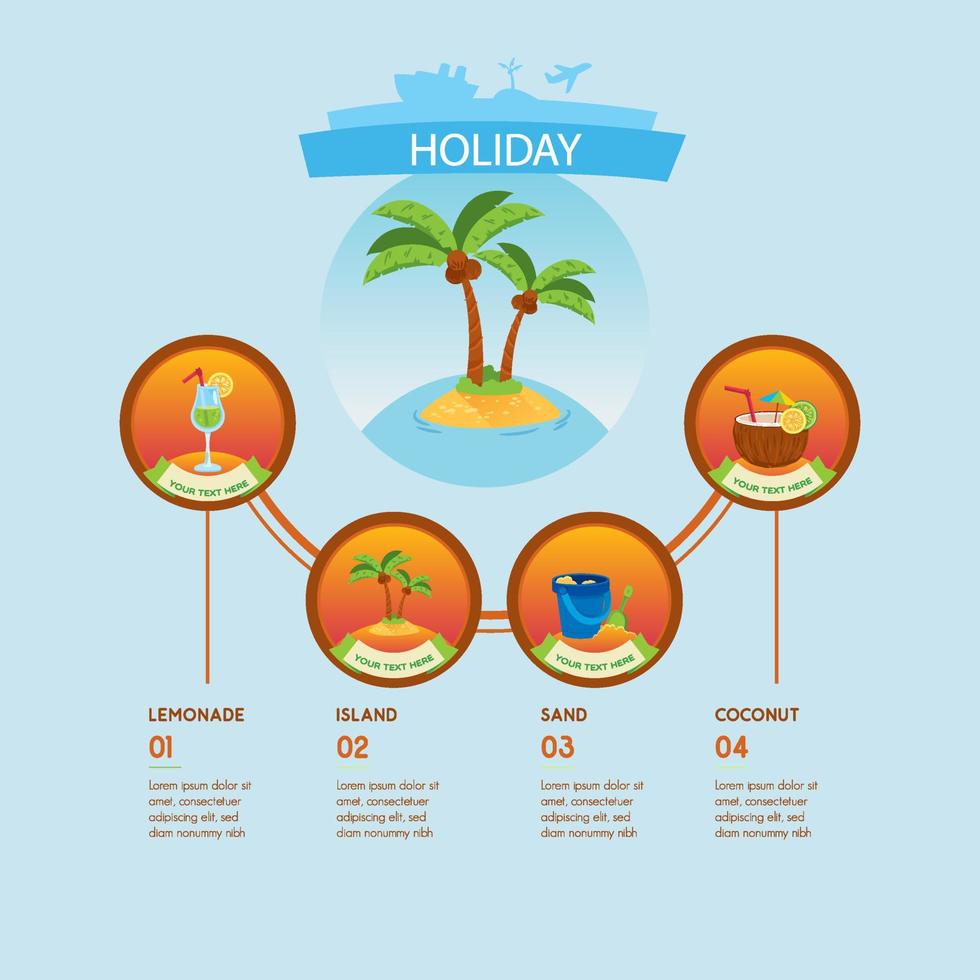 modelos de elementos infográficos de viagens e verão praia, ilustração vetorial. vetor