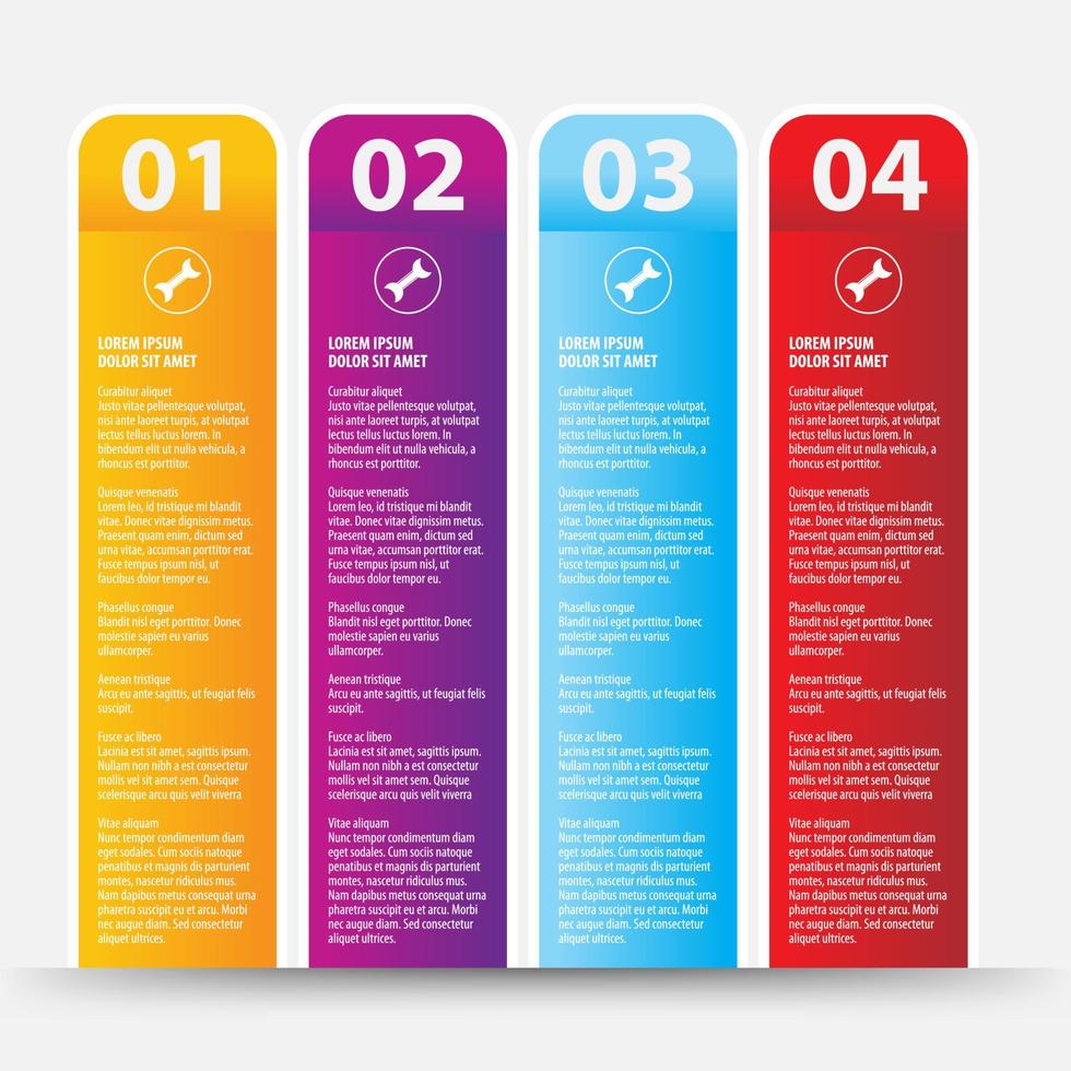 modelo infográfico moderno para negócios com 4 etapas, ícones para 4 opções, multicoloridas, rótulos. elemento info-gráfico de vetor. vetor