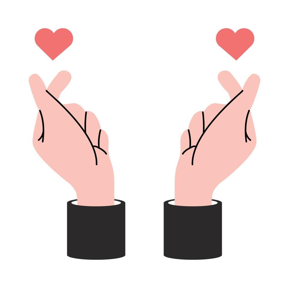 mão mostrando sinal mini coração vetor