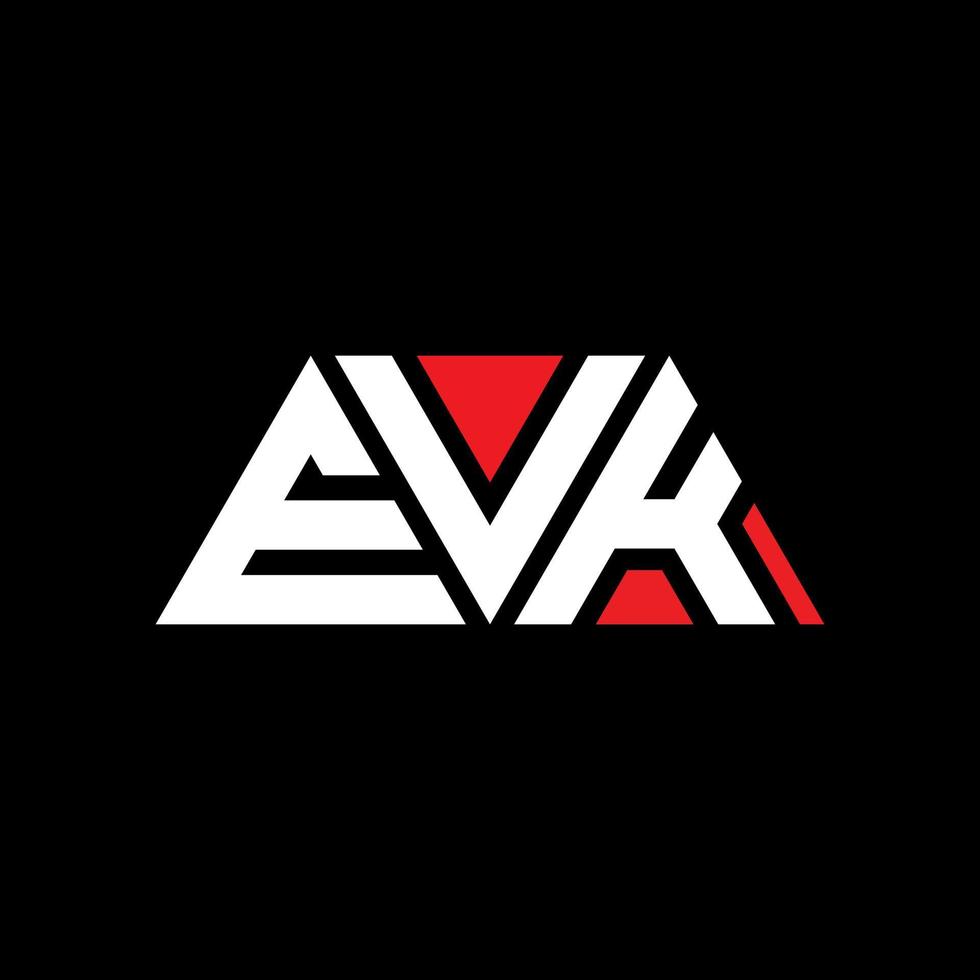 design de logotipo de letra de triângulo evk com forma de triângulo. monograma de design de logotipo de triângulo evk. modelo de logotipo de vetor de triângulo evk com cor vermelha. logotipo triangular evk logotipo simples, elegante e luxuoso. evk