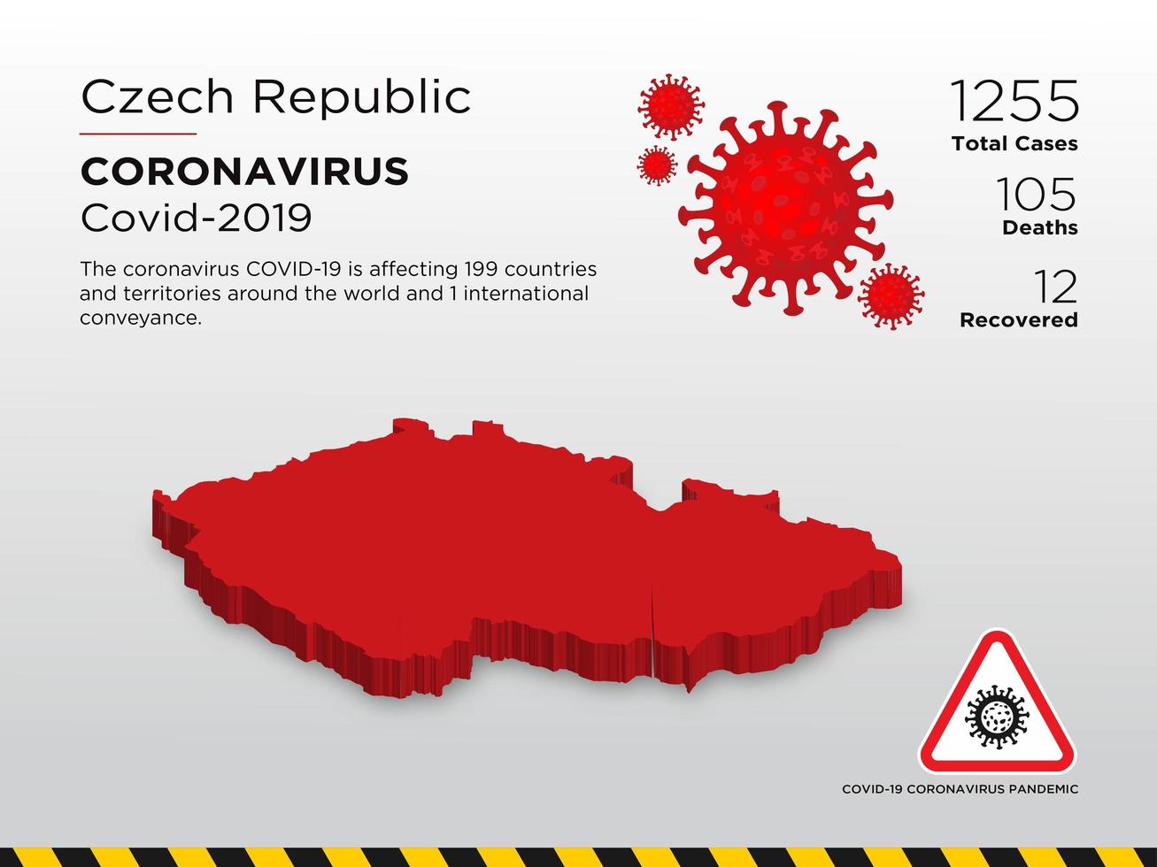 república checa afetou o mapa do país de coronavírus vetor