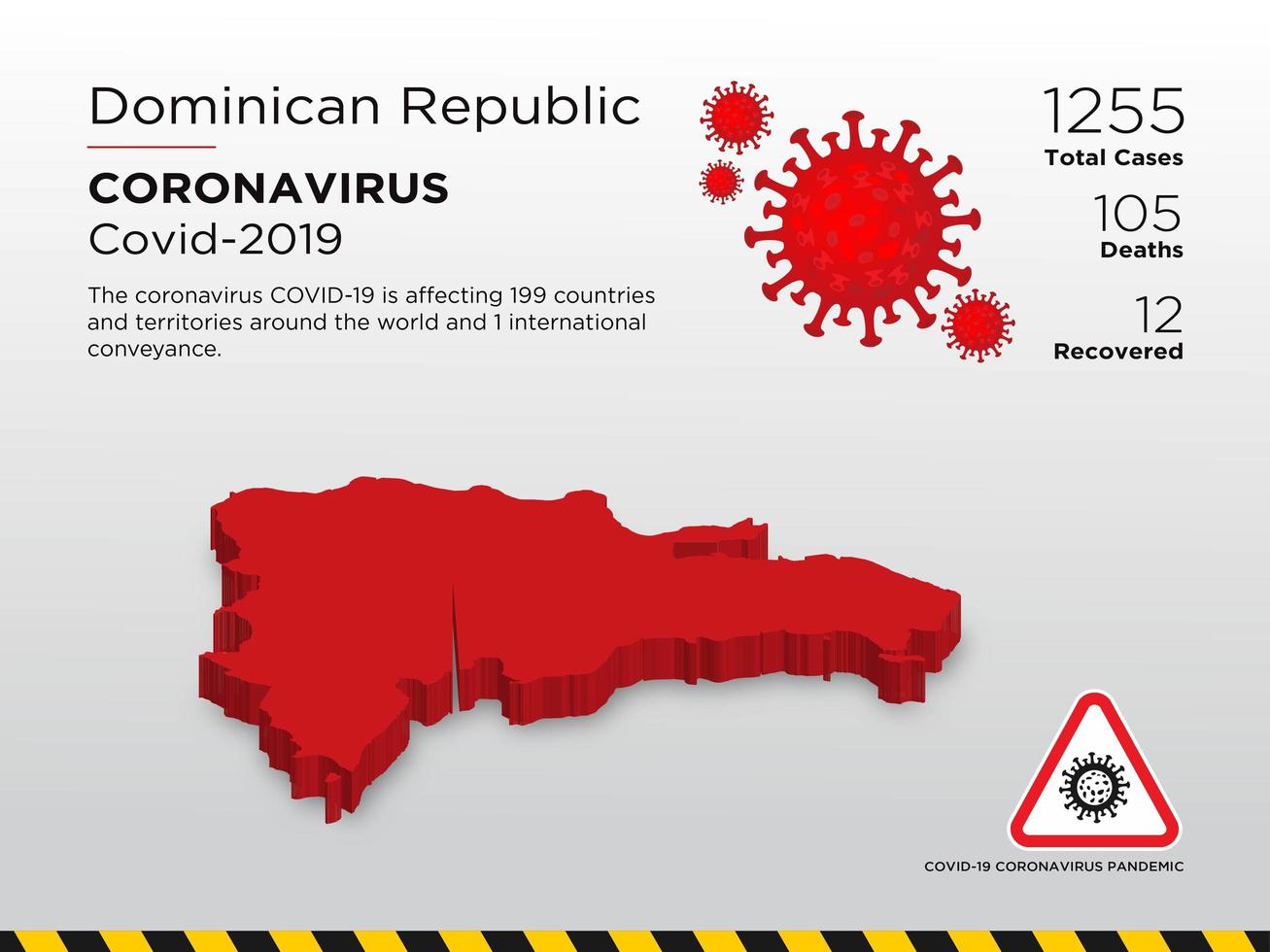 mapa de país afetado pela república dominicana de coronavírus vetor