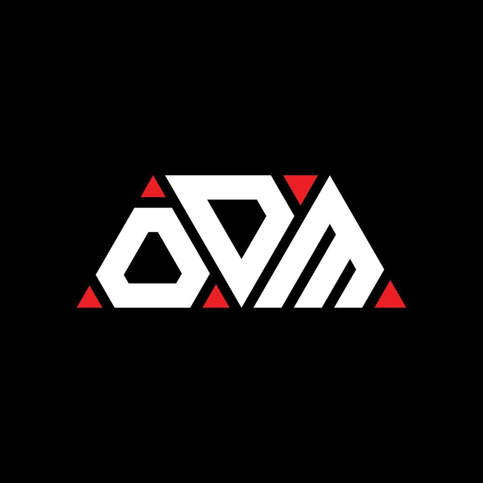 design de logotipo de letra triângulo odm com forma de triângulo. monograma de design de logotipo de triângulo odm. modelo de logotipo de vetor de triângulo odm com cor vermelha. logotipo triangular odm logotipo simples, elegante e luxuoso. odm