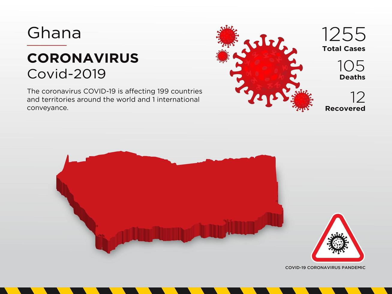 mapa do país afetado pelo gana de disseminação de coronavírus vetor