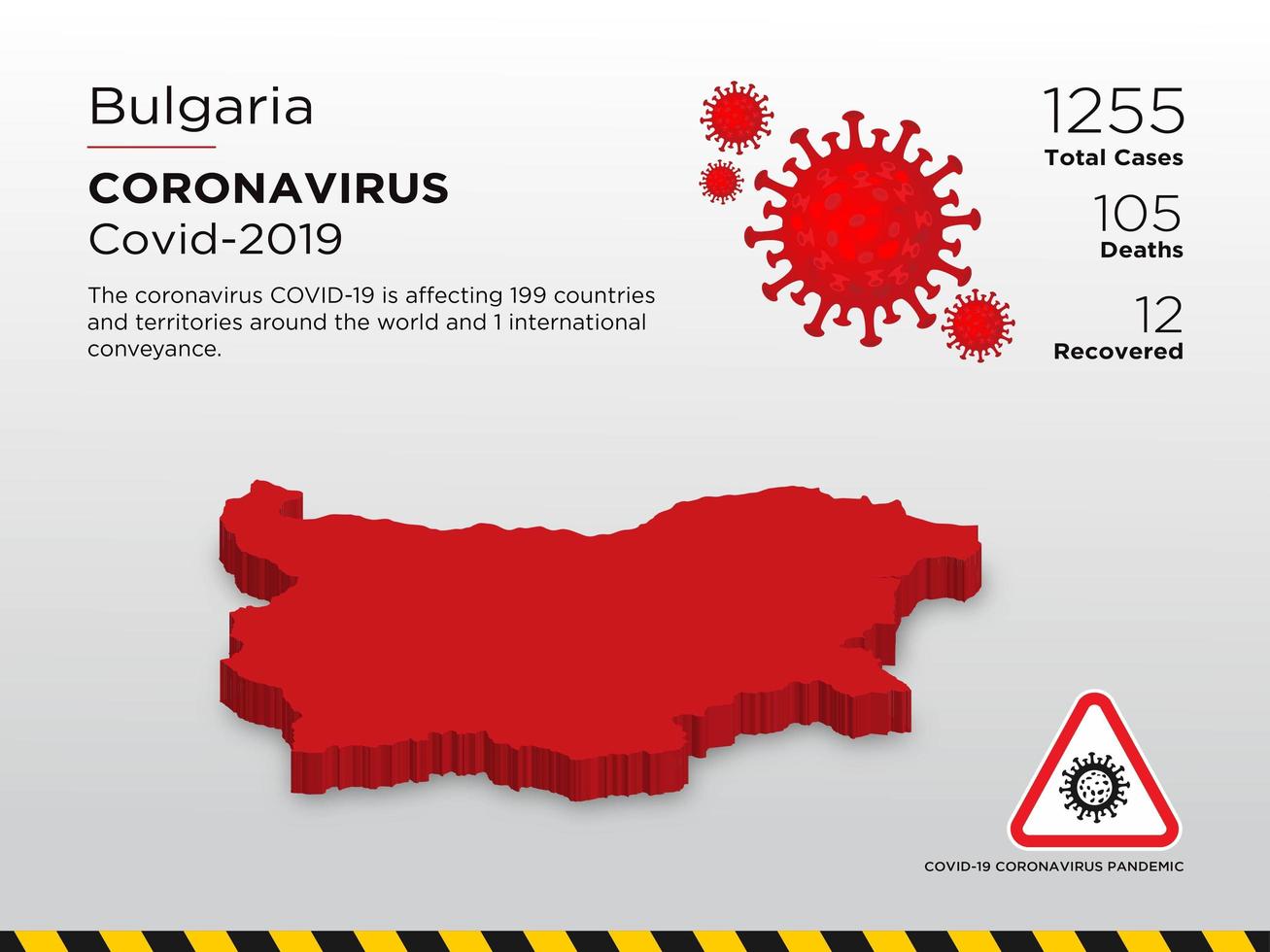 mapa do país afetado pela Bulgária de propagação de coronavírus vetor