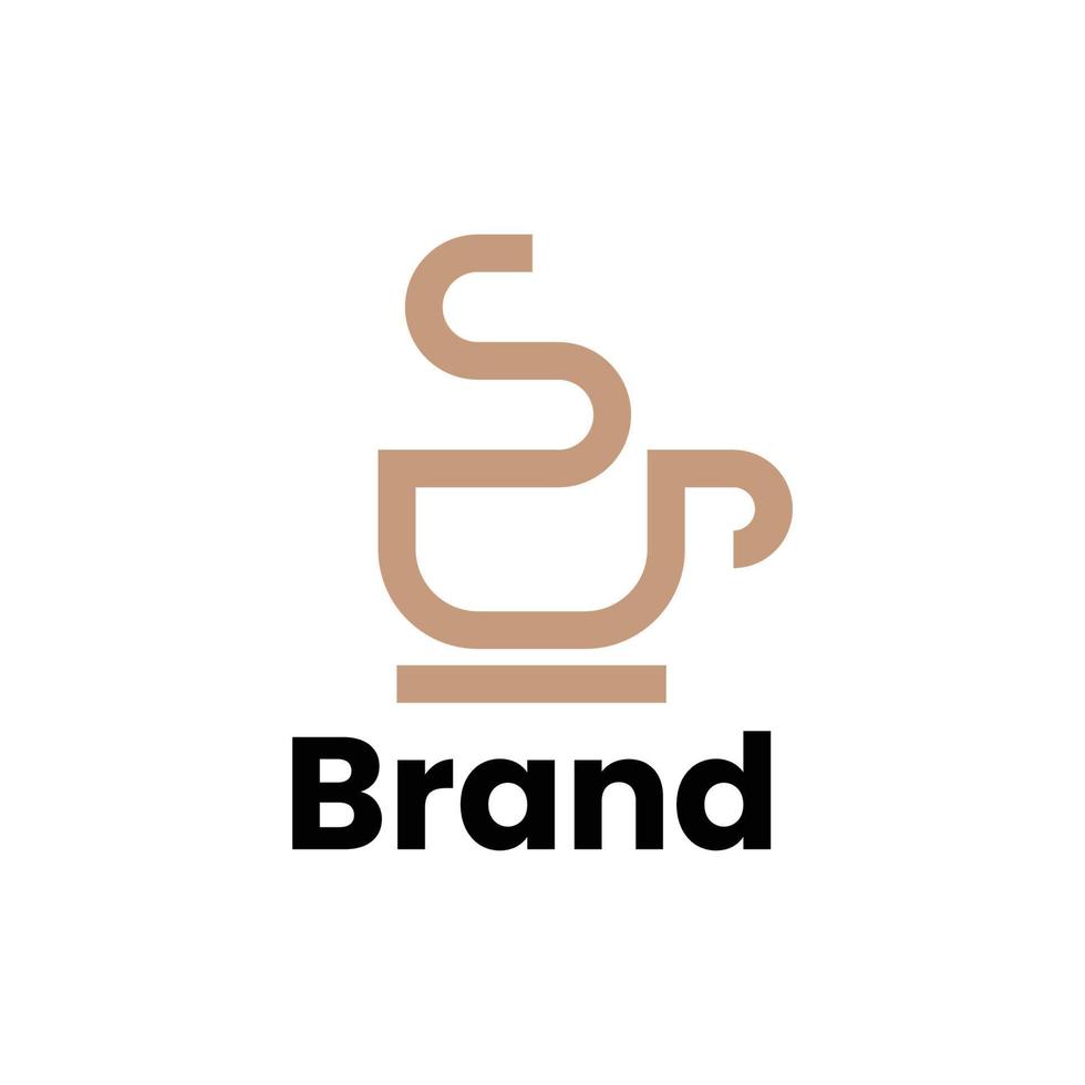 letra s e logotipo da xícara de café vetor