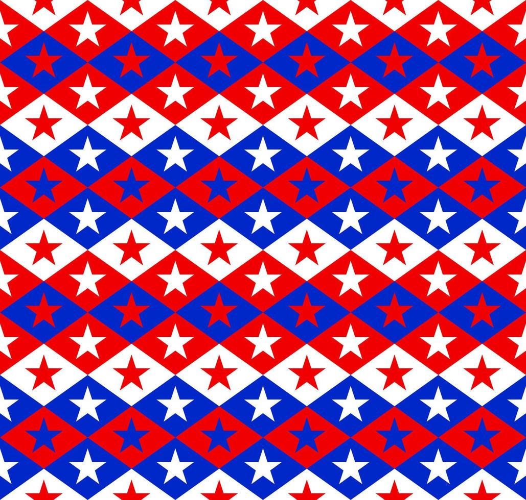 padrão de fundo sem costura estrela de cinco pontas branco vermelho azul vetor