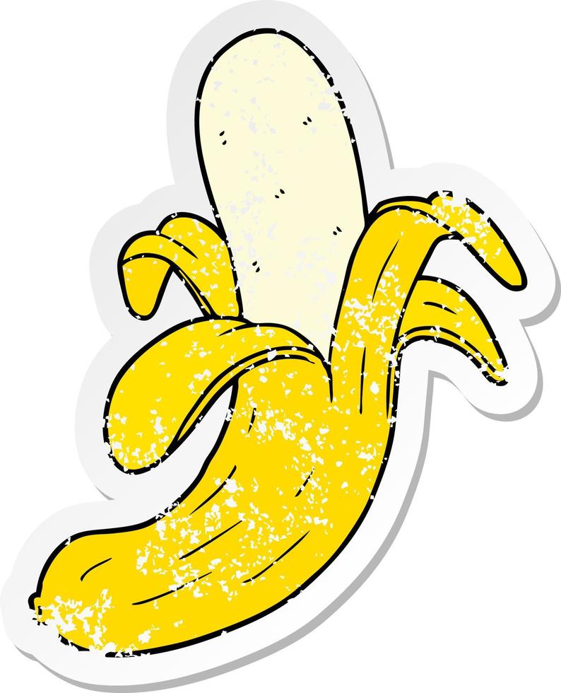 vinheta angustiada de uma banana de desenho animado vetor