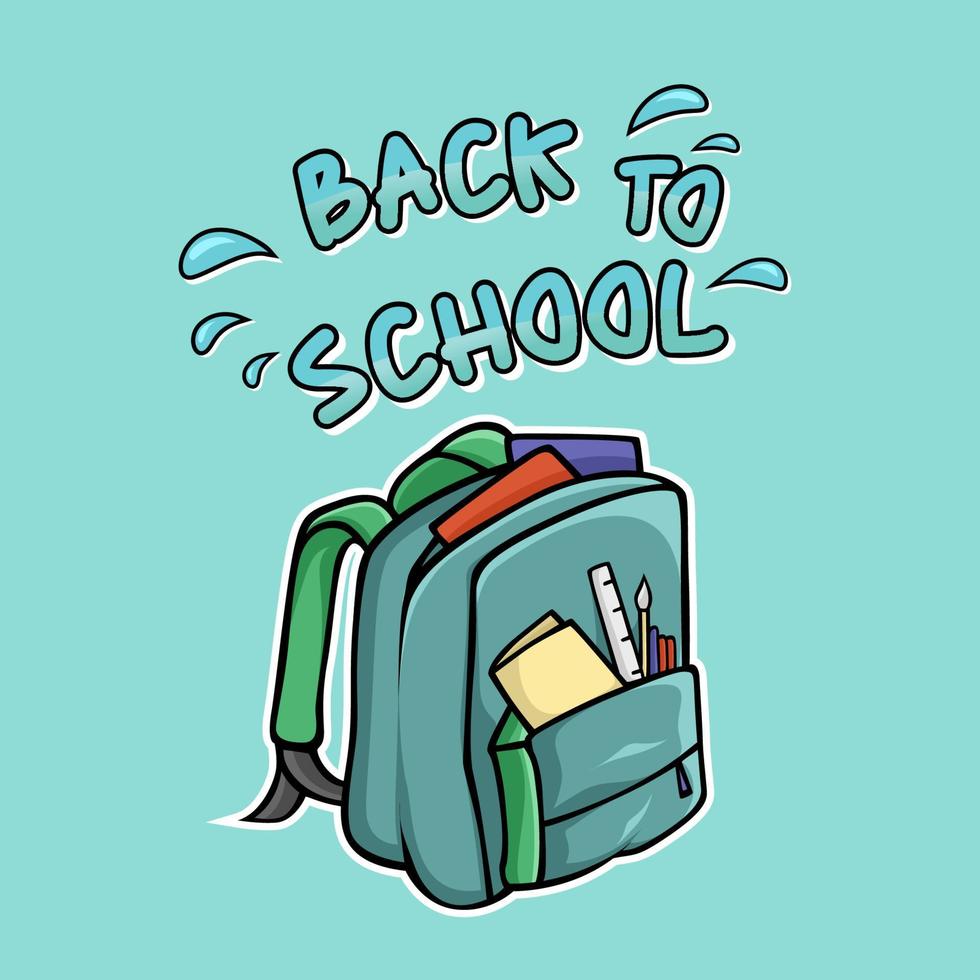 design vetorial de mochila escolar, hora de voltar para a escola vetor