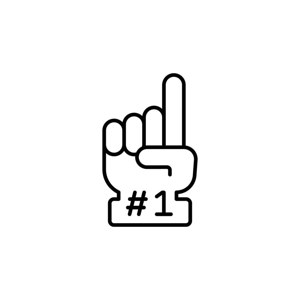 ícone de luva de espuma número 1. estilo de contorno simples. mão do logotipo do fã com o dedo para cima. ilustração em vetor linha fina isolada no fundo branco. eps 10.