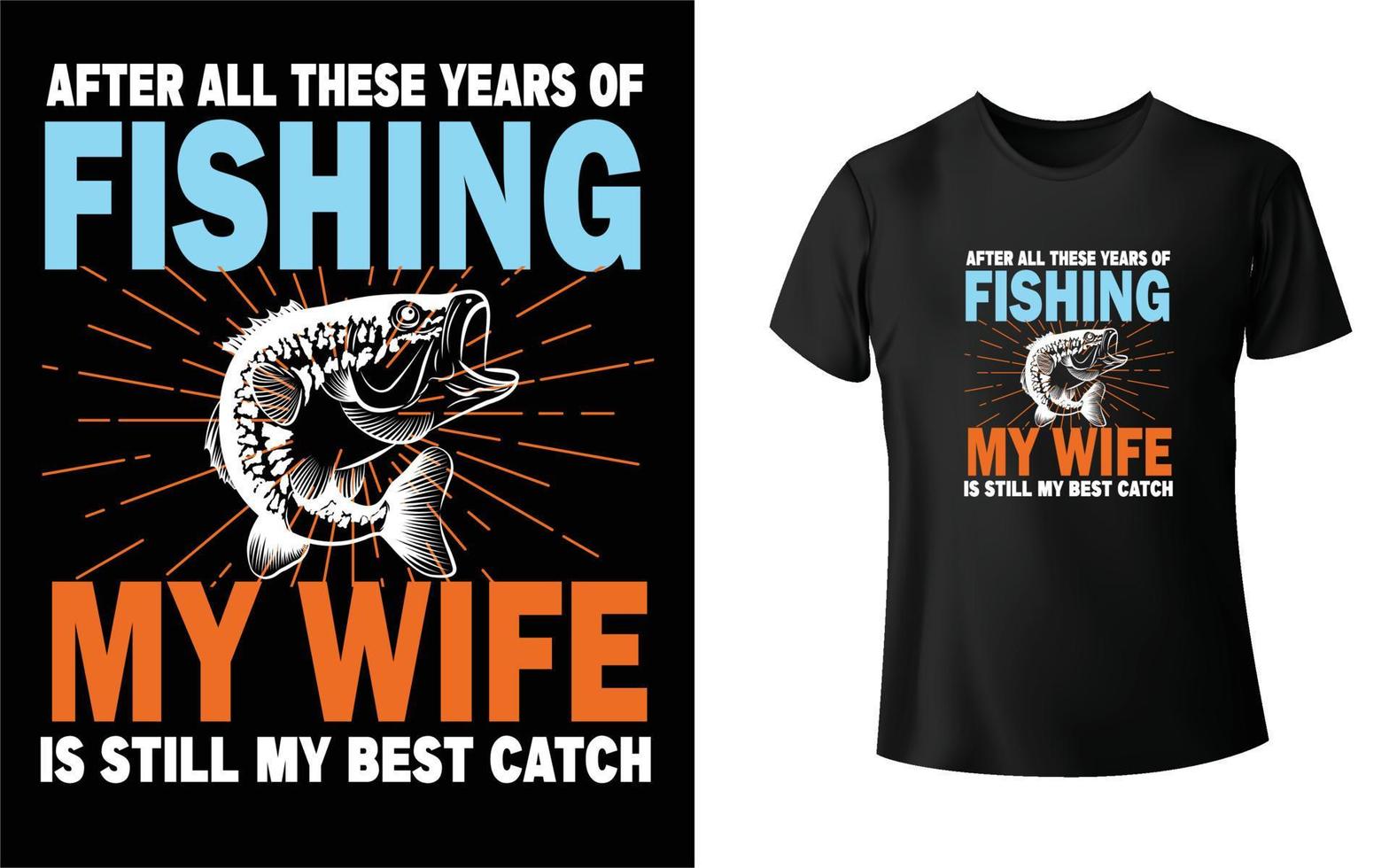 design de camiseta de pesca vetor