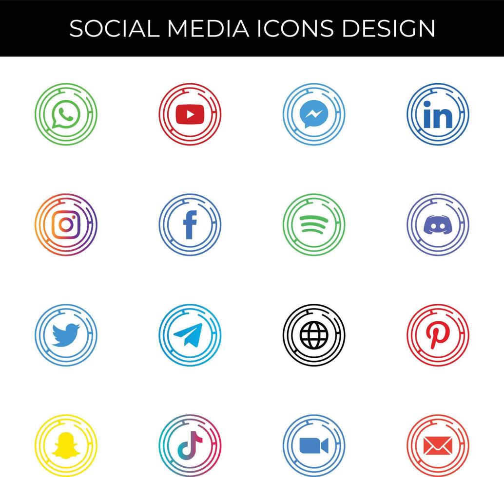 pacote de design de ícones de mídia social vetor