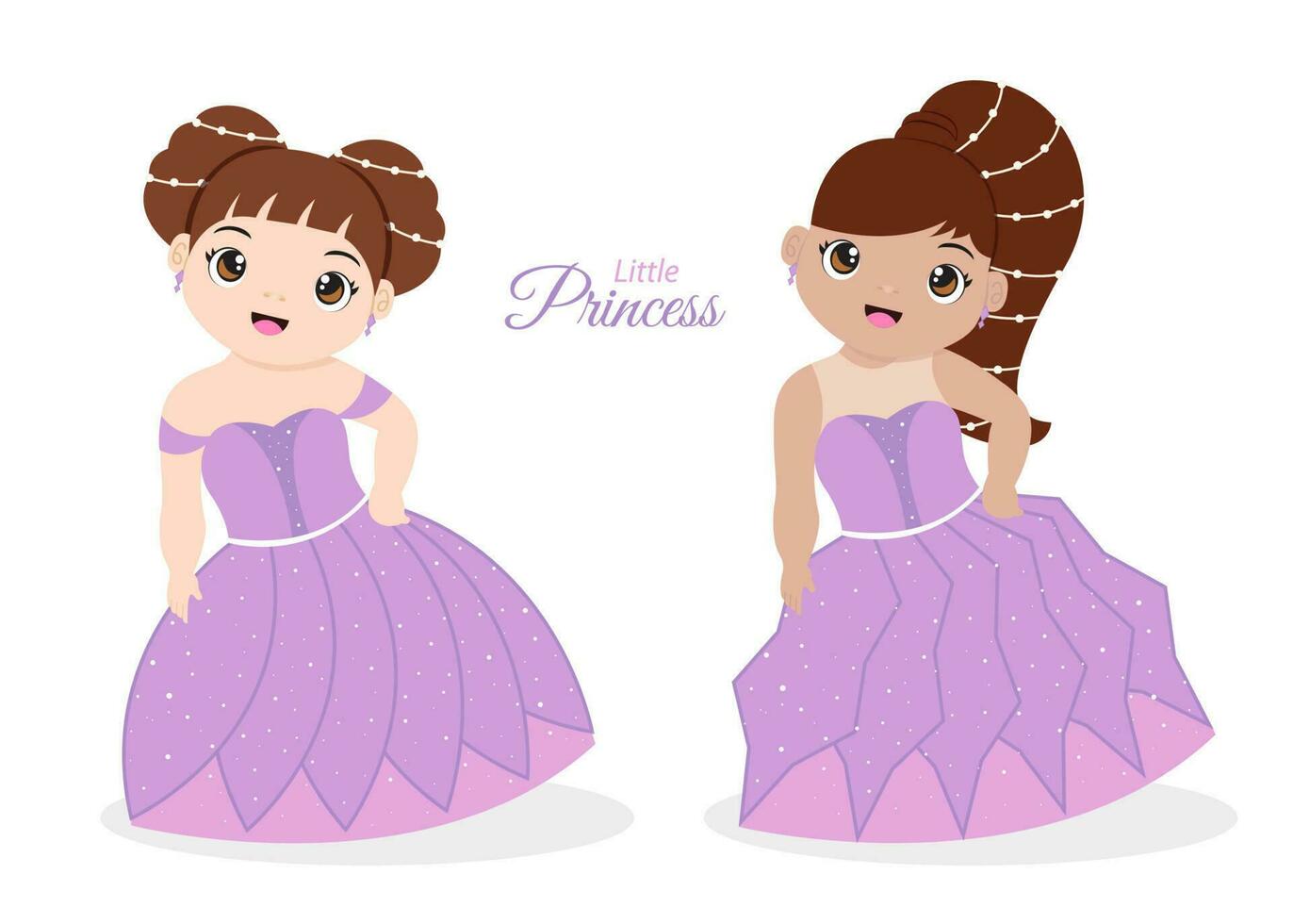 casal de princesa roxa na ilustração de vestido lindo vetor