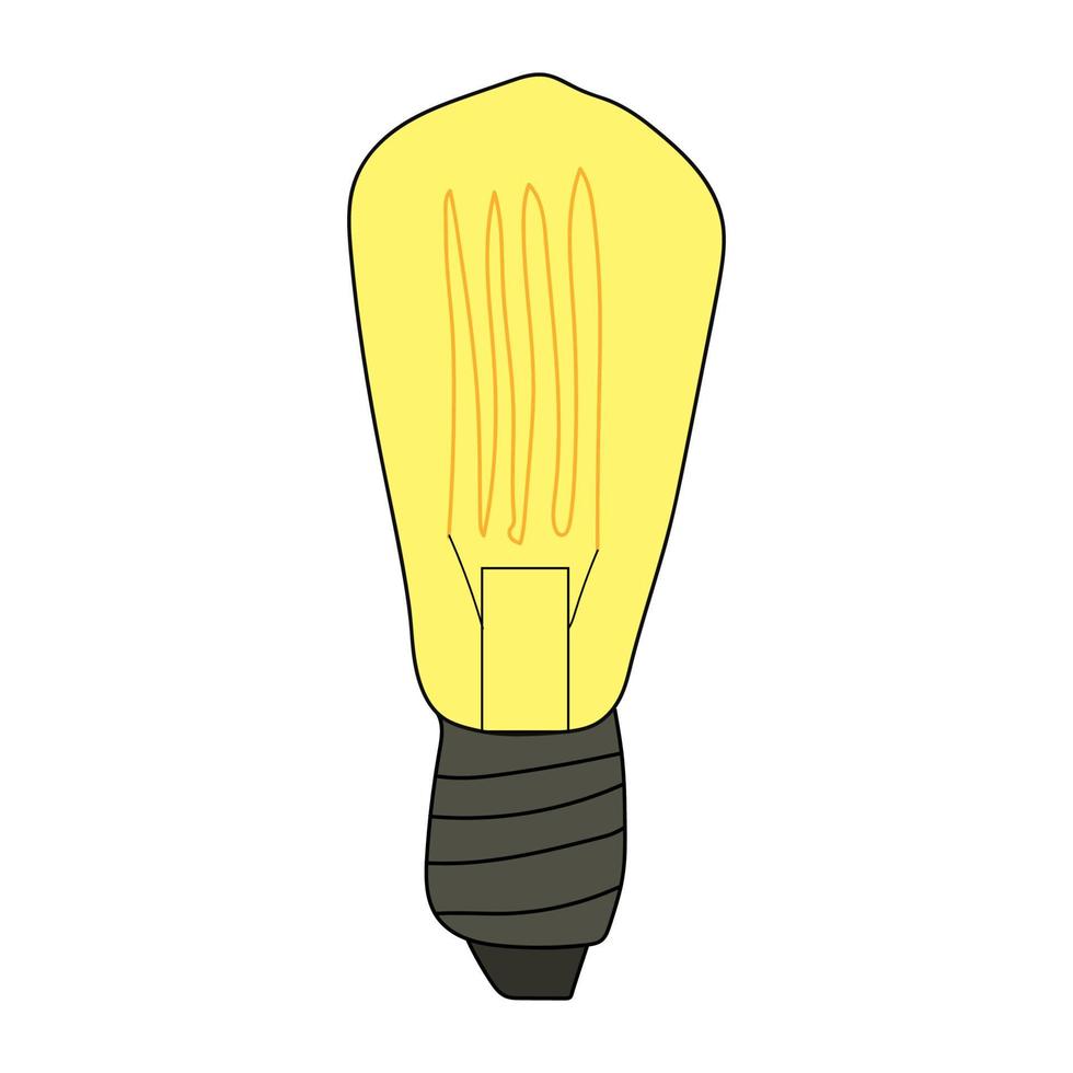 ícone de lâmpada brilhante. ilustração em vetor doodle de uma lâmpada incandescente. economia de energia