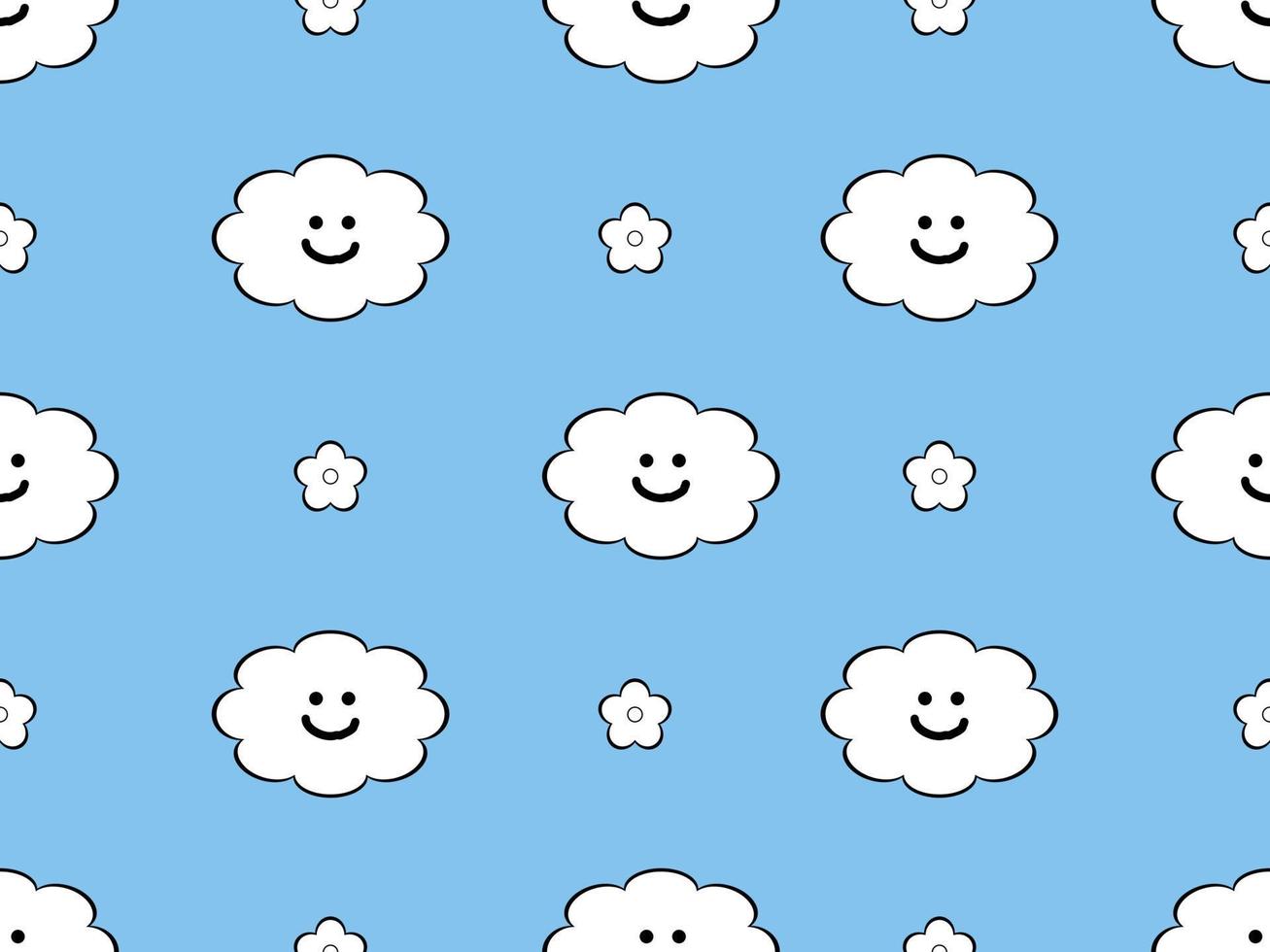 padrão perfeito de personagem de desenho animado de nuvem sobre fundo azul vetor