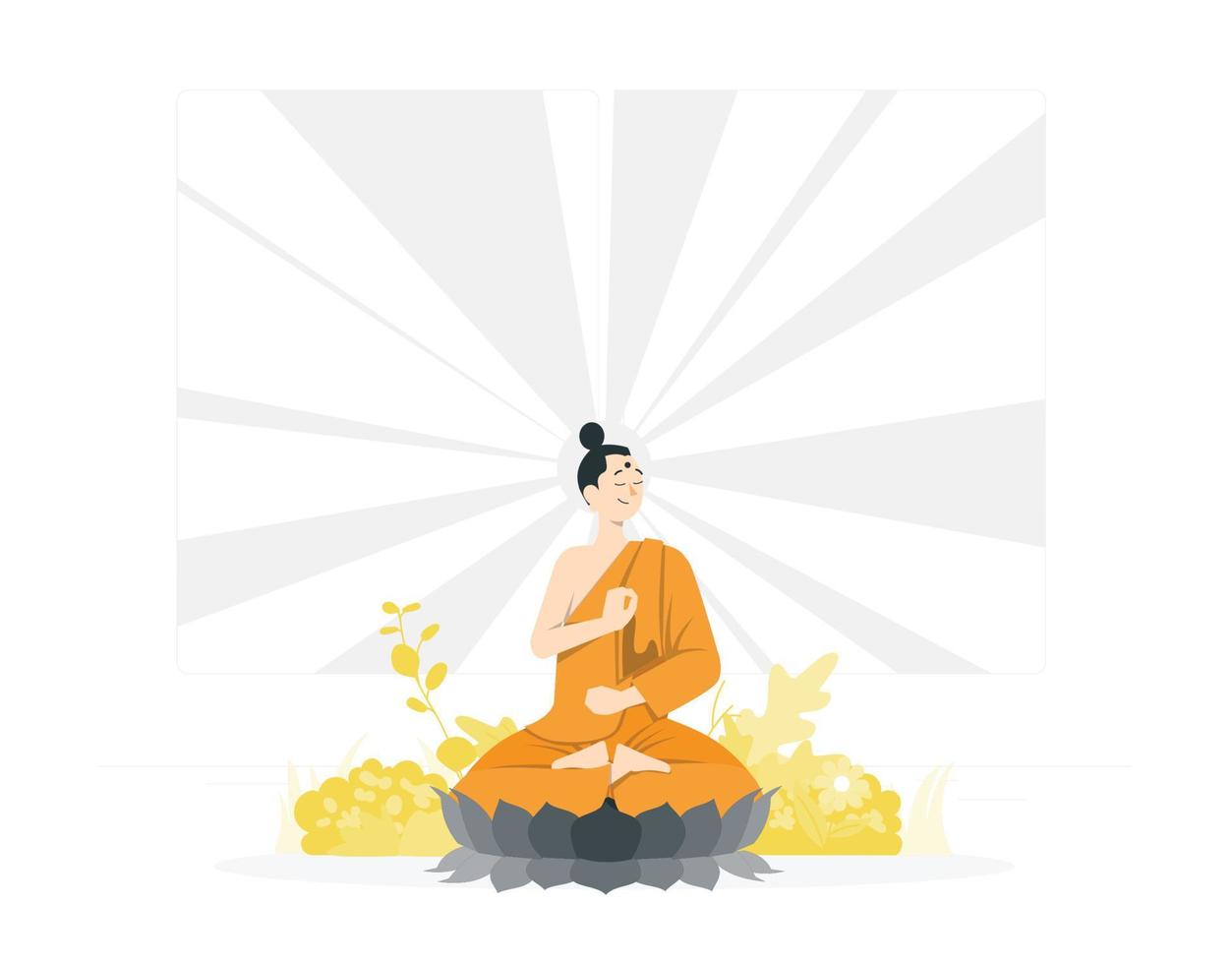 buddha purnima deseja saudações com ilustração de buda e lótus vetor