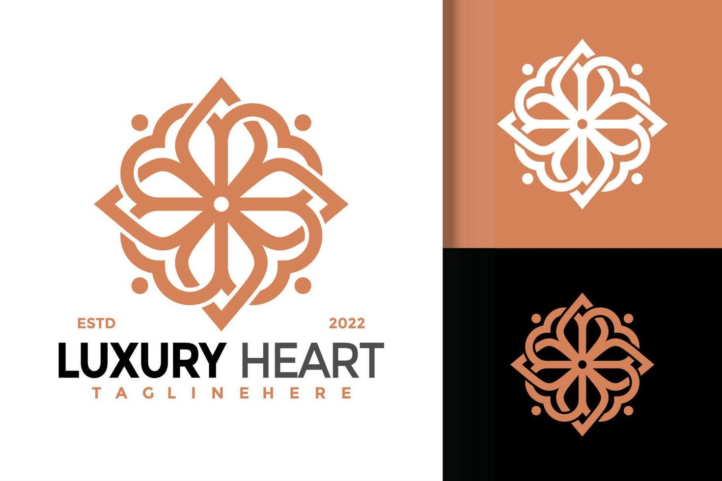 design de logotipo de linha de coração de flor de luxo, vetor de logotipos de identidade de marca, logotipo moderno, modelo de ilustração vetorial de designs de logotipo