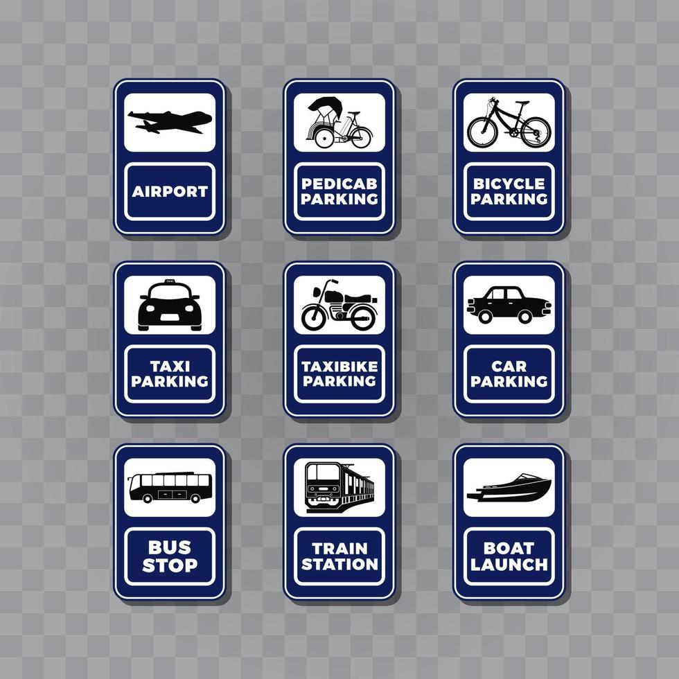 estação de transporte e ilustração vetorial de design de sinal de estacionamento vetor