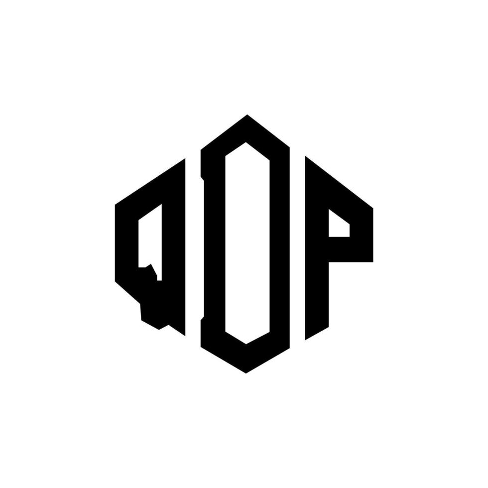 design de logotipo de carta qdp com forma de polígono. qdp polígono e design de logotipo em forma de cubo. qdp hexagon vector logo template cores brancas e pretas. monograma qdp, logotipo comercial e imobiliário.