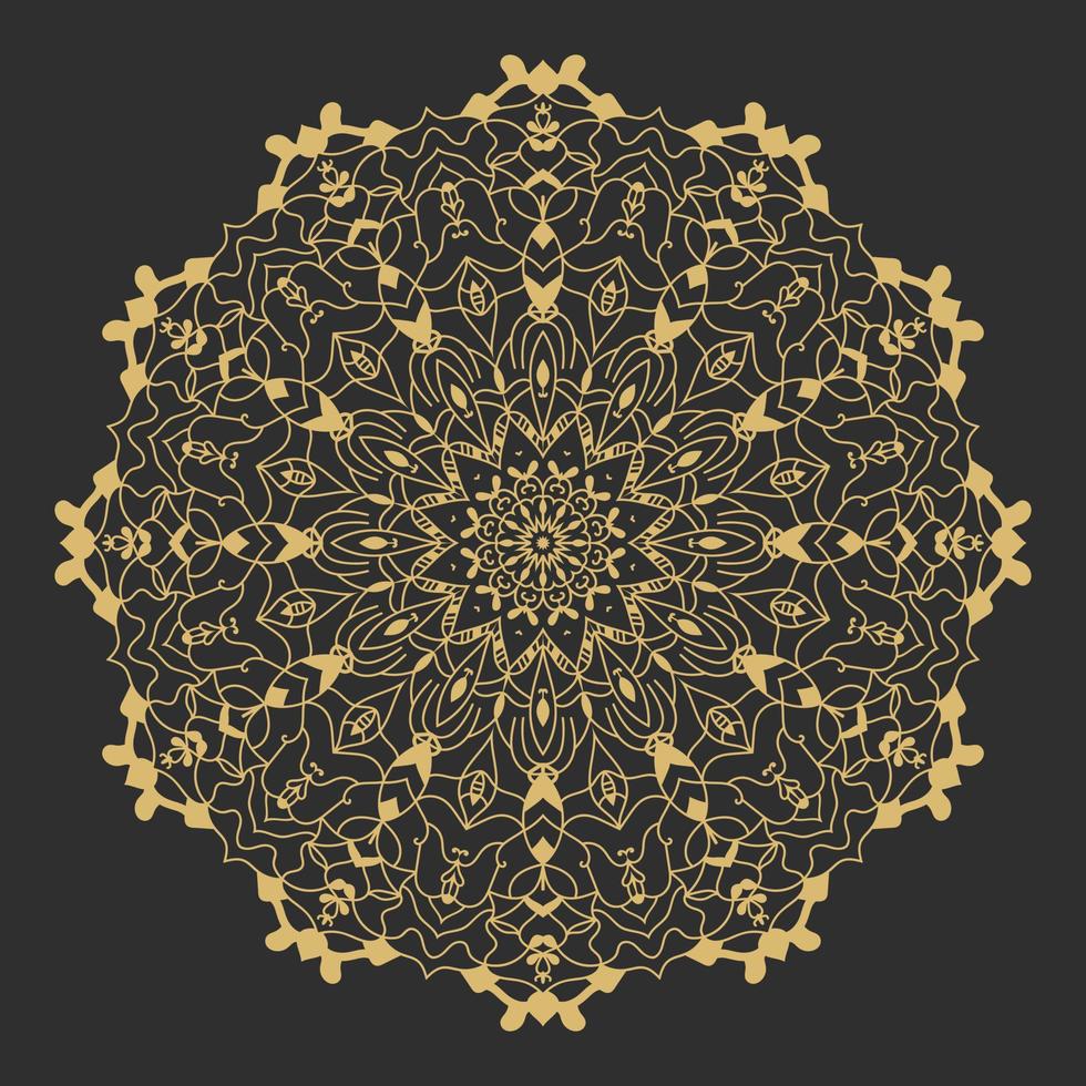 fundo de design de mandala na cor dourada. projeto ornamental. pró vetor. vetor