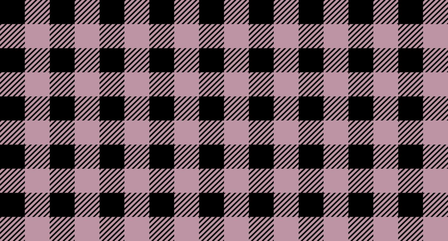 fundo de vetor padrão xadrez rosa e preto, textura de tecido tartan