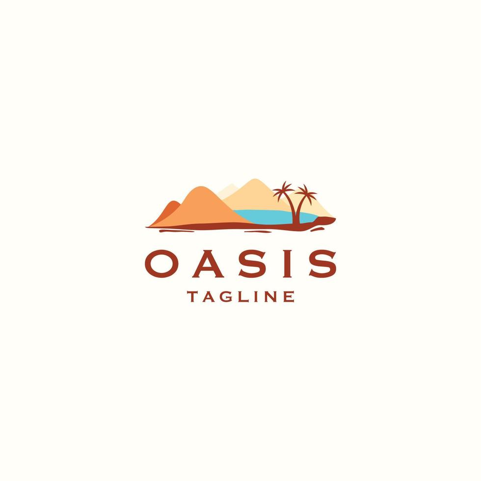 ilustração em vetor plana de modelo de design de ícone de logotipo do deserto oásis