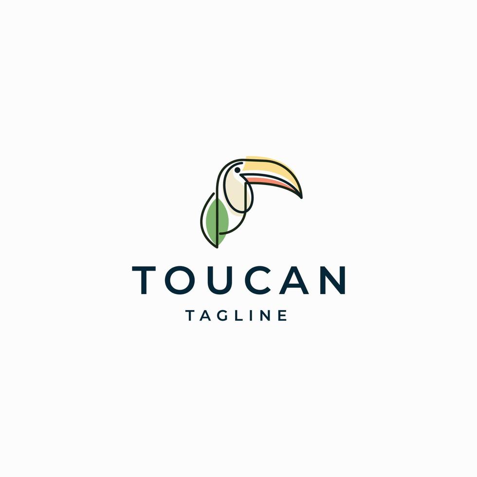 modelo de design de ícone de logotipo de pássaro tucano ilustração vetorial plana vetor