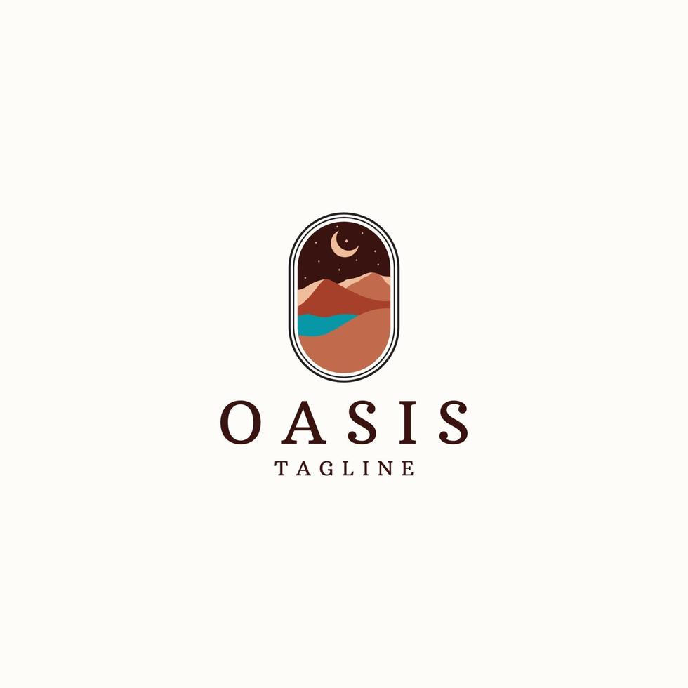 ilustração em vetor plana de modelo de design de ícone de logotipo do deserto oásis