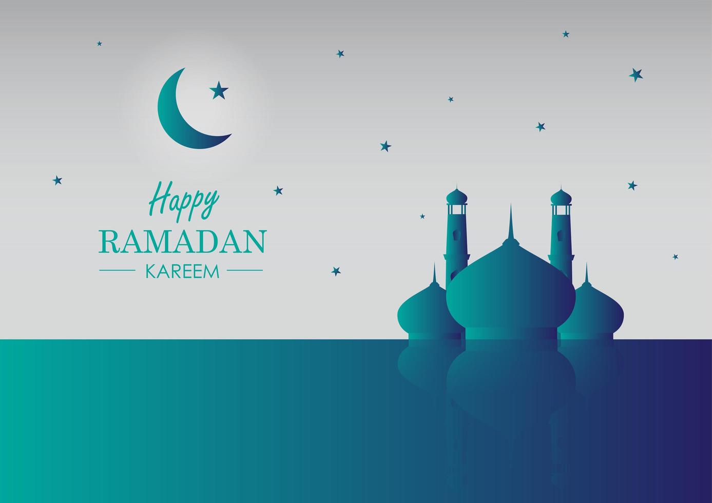 cartão de reflexão ramadan kareem mesquita vetor