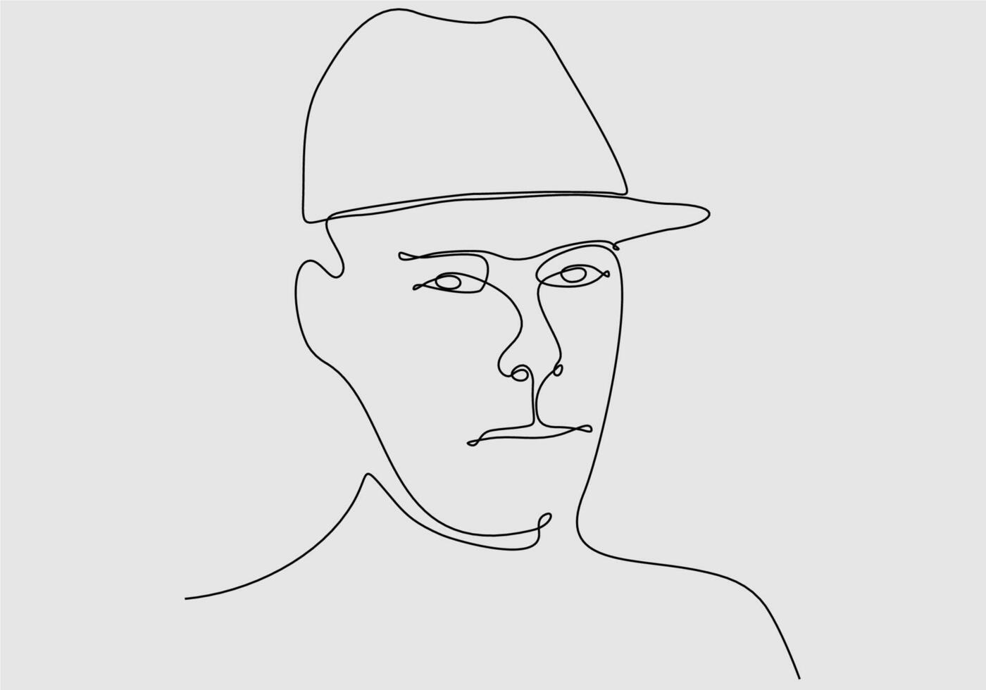 linha contínua de ilustração vetorial de homem de chapéu vetor