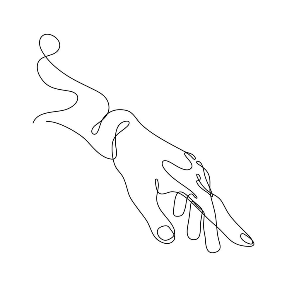 mão humana abstrata uma linha de arte de desenho singular estética simples perfeita para impressão, decoração de parede, capa de telefone, camisa, adesivo, travesseiro, acrílico, borda, papel de parede, casamento vetor