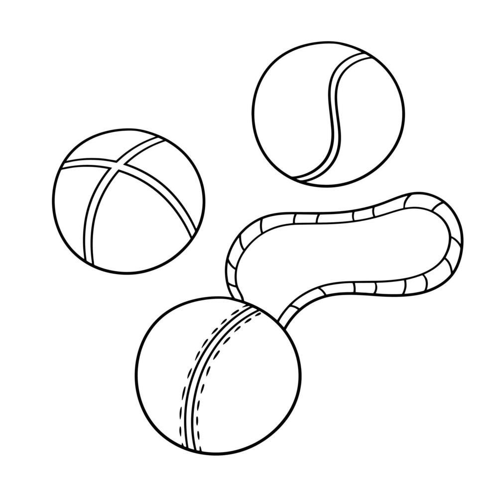 imagem monocromática, brinquedos de cachorro redondo, bolas, ilustração vetorial em estilo cartoon em um fundo branco vetor