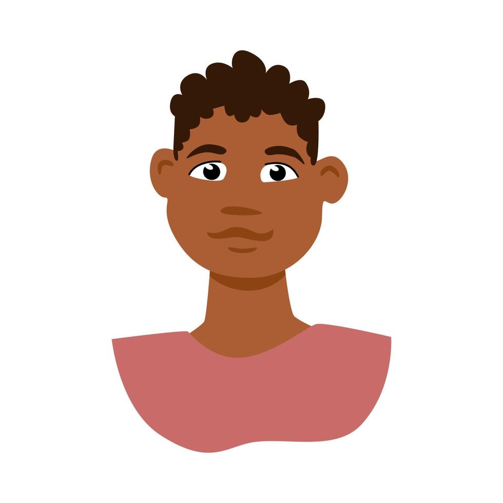 retrato de menino afro-americano de desenho animado vetor