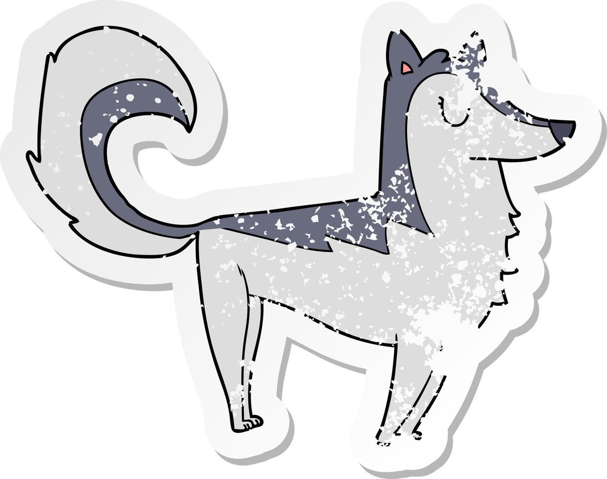 vinheta angustiada de um husky de desenho animado vetor