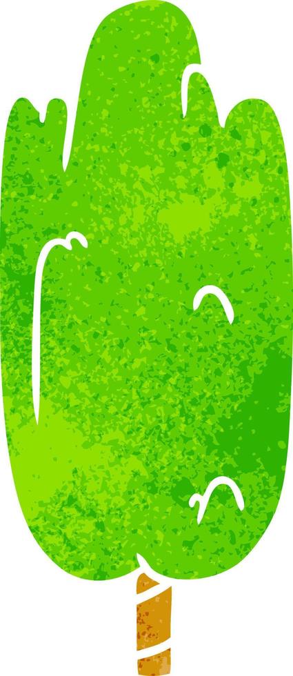 desenho retrô doodle única árvore verde vetor