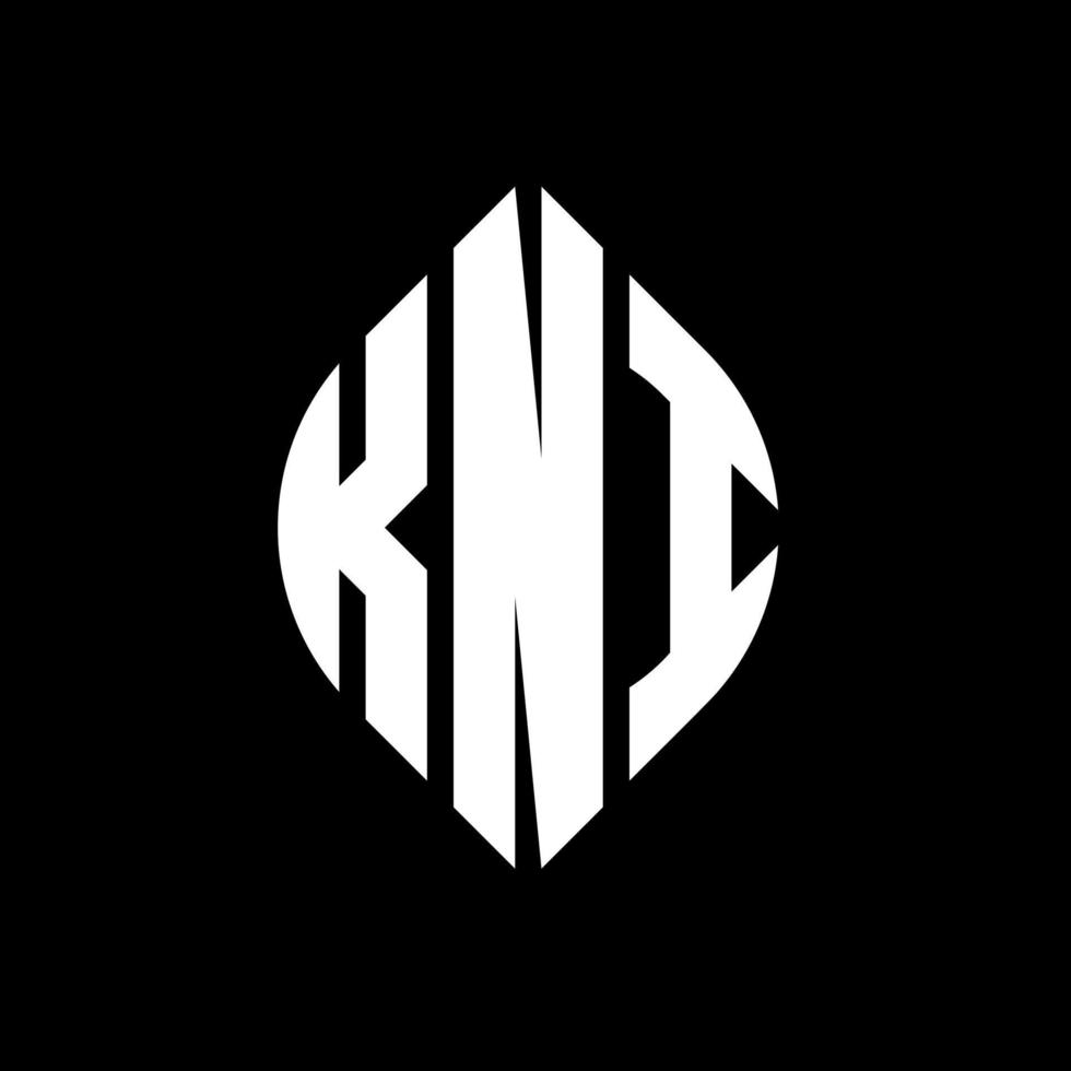 design de logotipo de carta de círculo kni com forma de círculo e elipse. letras de elipse kni com estilo tipográfico. as três iniciais formam um logotipo circular. kni círculo emblema abstrato monograma carta marca vetor. vetor