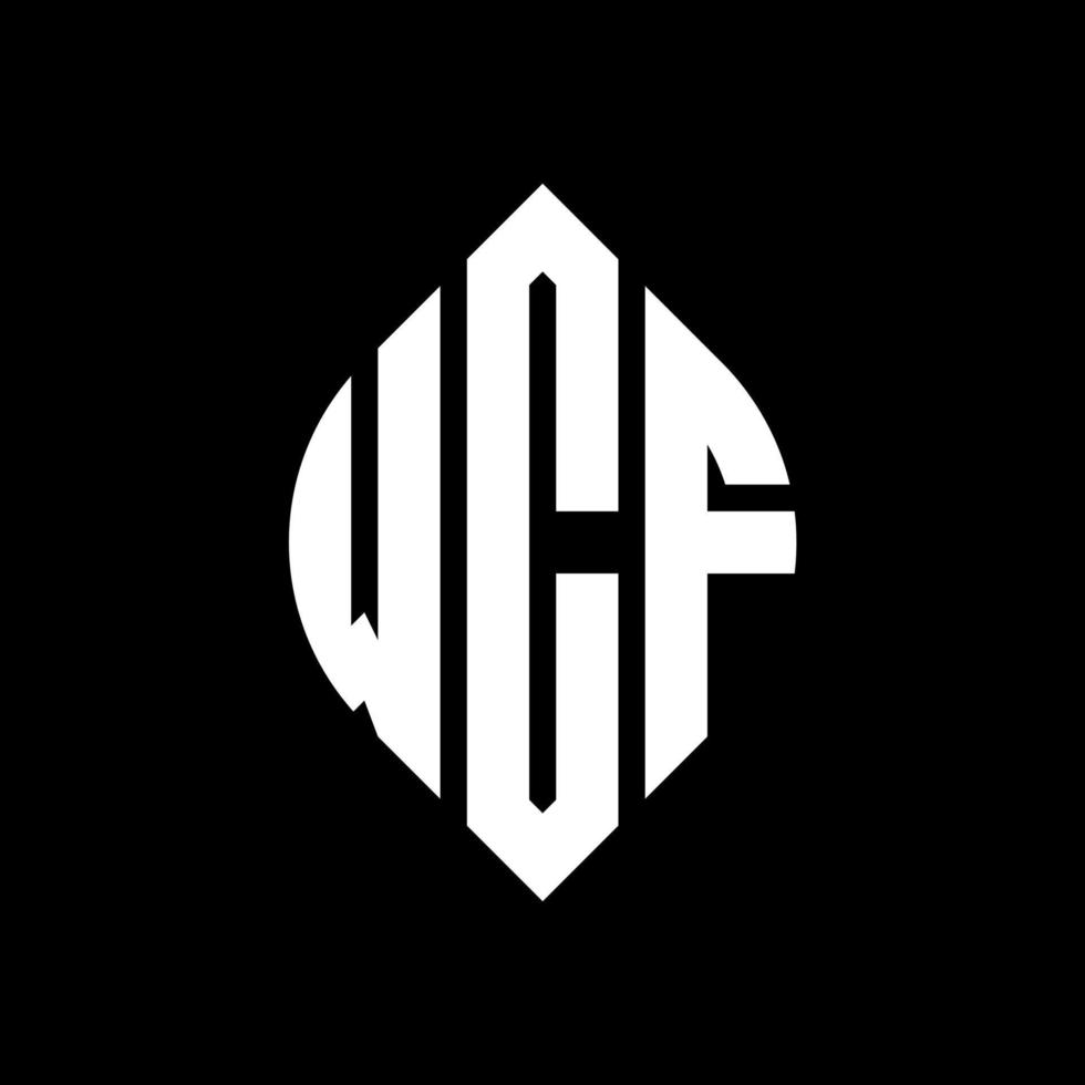 design de logotipo de carta de círculo wcf com forma de círculo e elipse. letras de elipse wcf com estilo tipográfico. as três iniciais formam um logotipo circular. wcf círculo emblema abstrato monograma carta marca vetor. vetor