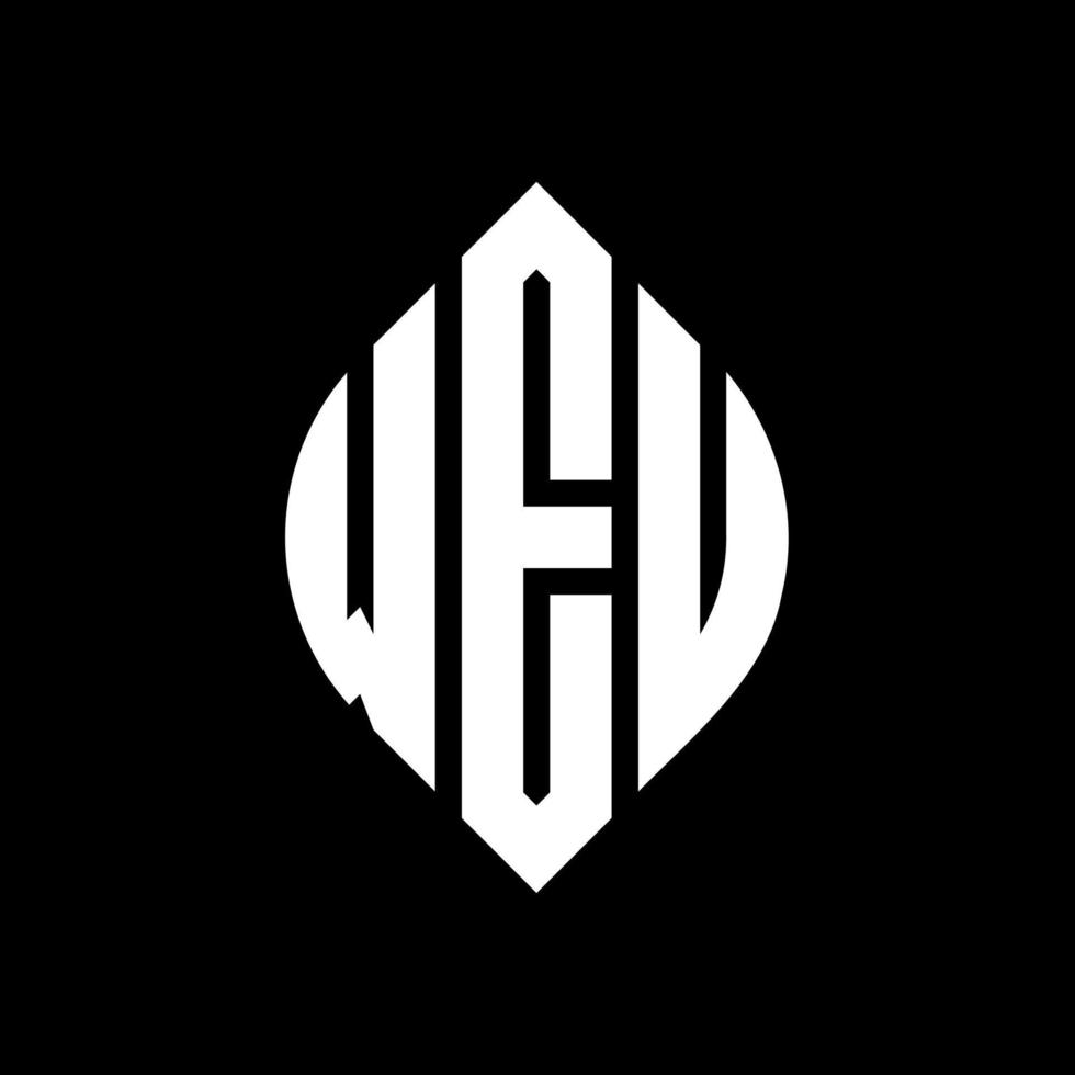 design de logotipo de carta de círculo weu com forma de círculo e elipse. letras de elipse weu com estilo tipográfico. as três iniciais formam um logotipo circular. weu círculo emblema abstrato monograma carta marca vetor. vetor