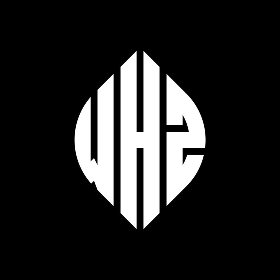 design de logotipo de letra de círculo whz com forma de círculo e elipse. letras de elipse whz com estilo tipográfico. as três iniciais formam um logotipo circular. whz círculo emblema abstrato monograma carta marca vetor. vetor