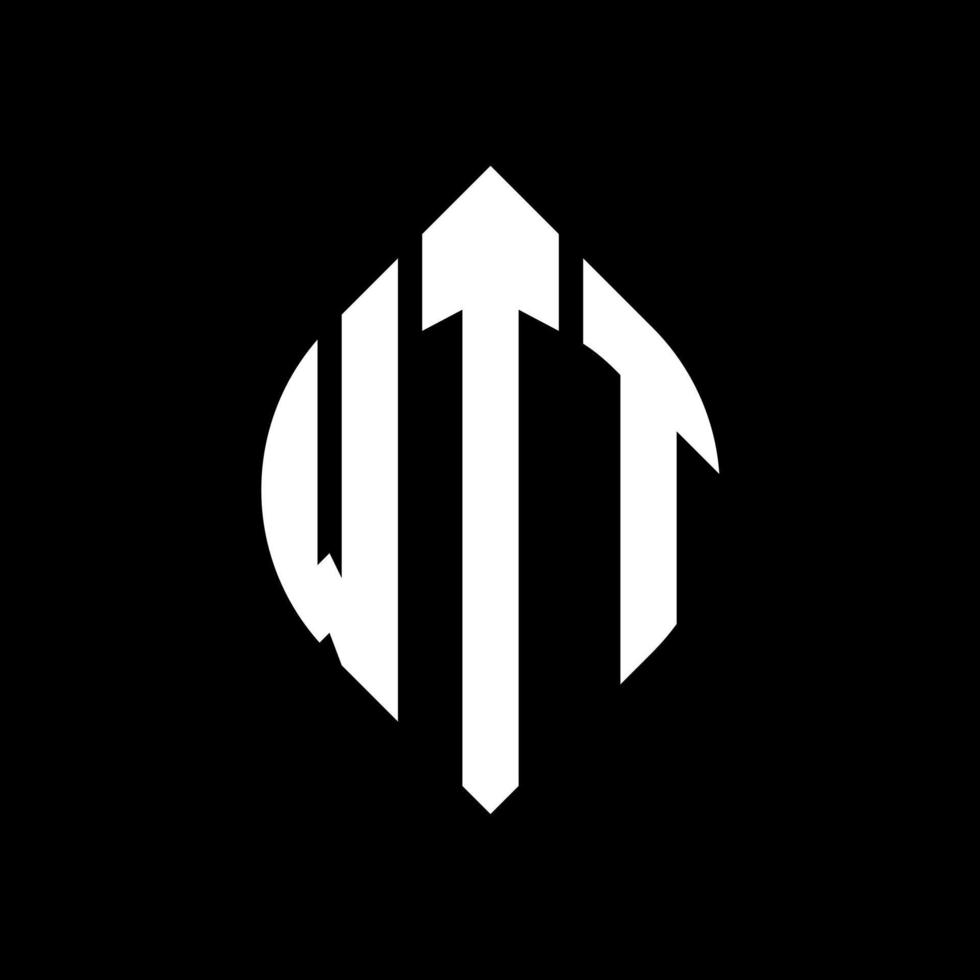 design de logotipo de letra de círculo wtt com forma de círculo e elipse. letras de elipse wtt com estilo tipográfico. as três iniciais formam um logotipo circular. wtt círculo emblema abstrato monograma carta marca vetor. vetor